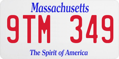 MA license plate 9TM349