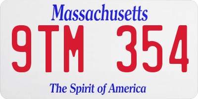 MA license plate 9TM354