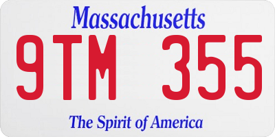 MA license plate 9TM355