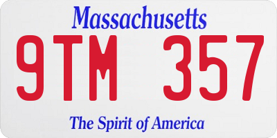MA license plate 9TM357