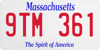 MA license plate 9TM361
