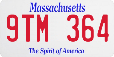MA license plate 9TM364