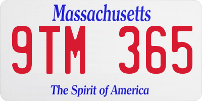 MA license plate 9TM365