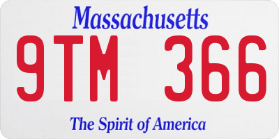 MA license plate 9TM366