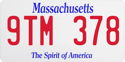 MA license plate 9TM378