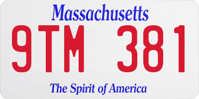 MA license plate 9TM381