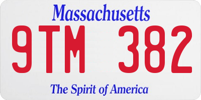 MA license plate 9TM382
