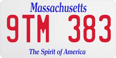 MA license plate 9TM383