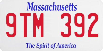 MA license plate 9TM392