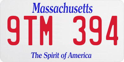 MA license plate 9TM394