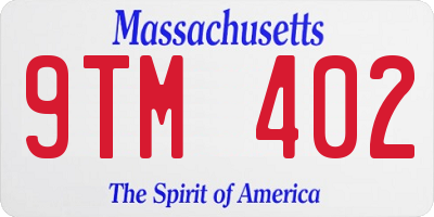 MA license plate 9TM402