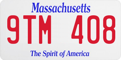 MA license plate 9TM408