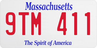 MA license plate 9TM411
