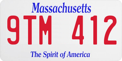 MA license plate 9TM412