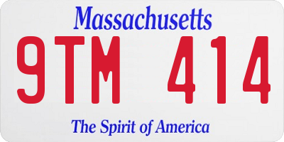 MA license plate 9TM414