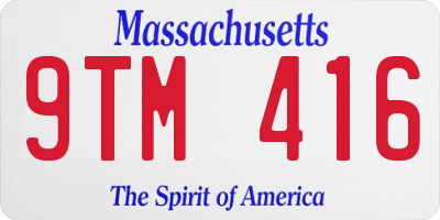 MA license plate 9TM416