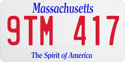 MA license plate 9TM417