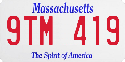 MA license plate 9TM419
