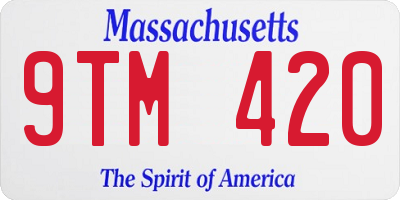 MA license plate 9TM420