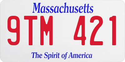 MA license plate 9TM421
