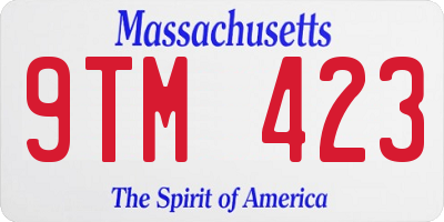MA license plate 9TM423