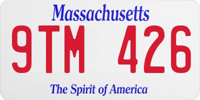 MA license plate 9TM426