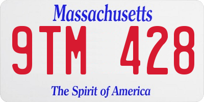 MA license plate 9TM428