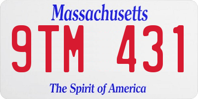 MA license plate 9TM431