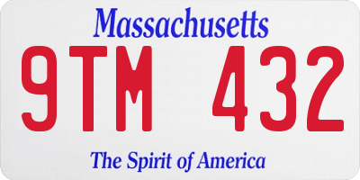 MA license plate 9TM432