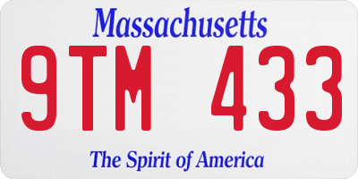 MA license plate 9TM433