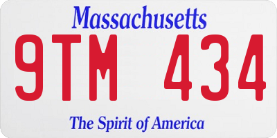 MA license plate 9TM434