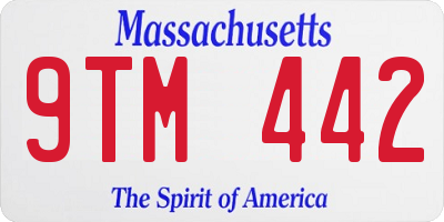 MA license plate 9TM442
