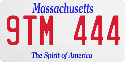 MA license plate 9TM444
