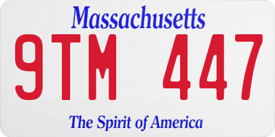 MA license plate 9TM447