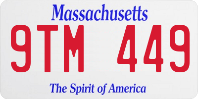MA license plate 9TM449