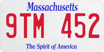 MA license plate 9TM452