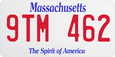 MA license plate 9TM462