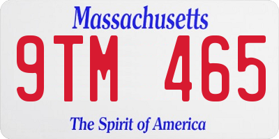 MA license plate 9TM465