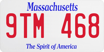 MA license plate 9TM468