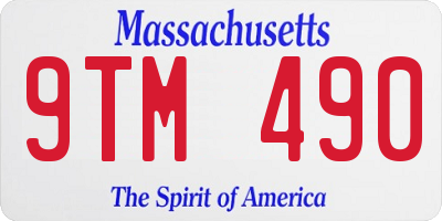 MA license plate 9TM490