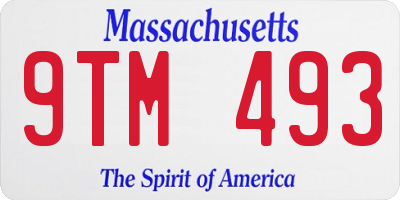 MA license plate 9TM493