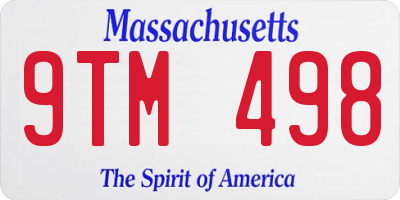 MA license plate 9TM498