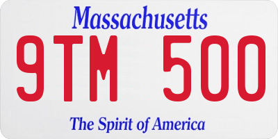 MA license plate 9TM500