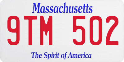 MA license plate 9TM502