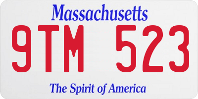 MA license plate 9TM523