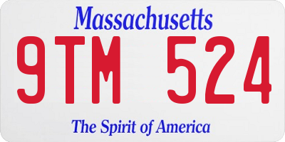 MA license plate 9TM524
