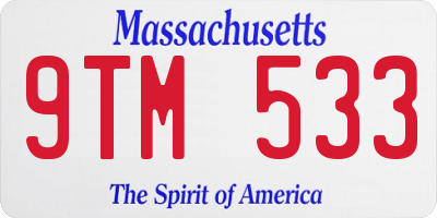 MA license plate 9TM533