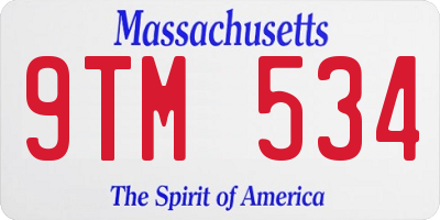 MA license plate 9TM534
