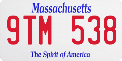 MA license plate 9TM538