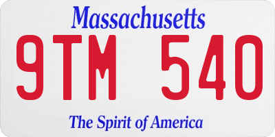 MA license plate 9TM540
